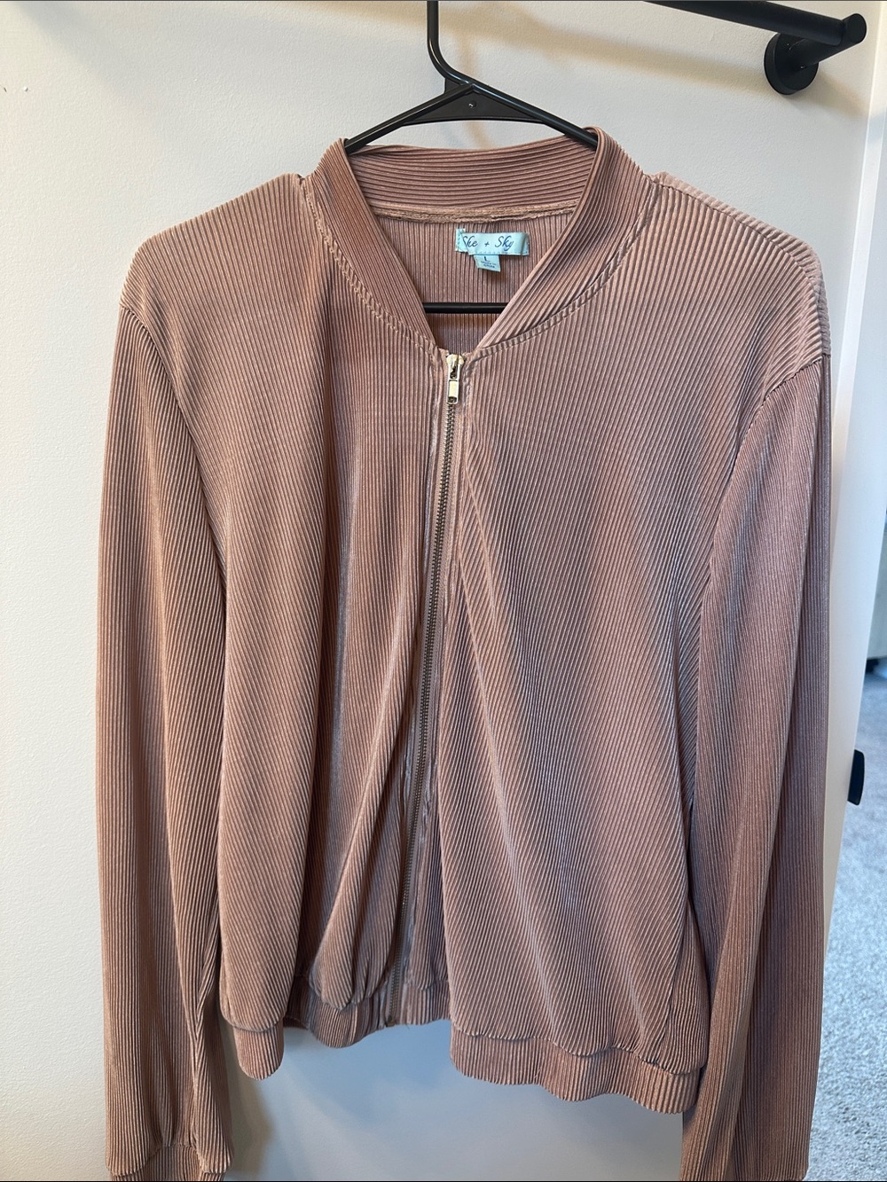Blush Pink Corded Bomber Jacket